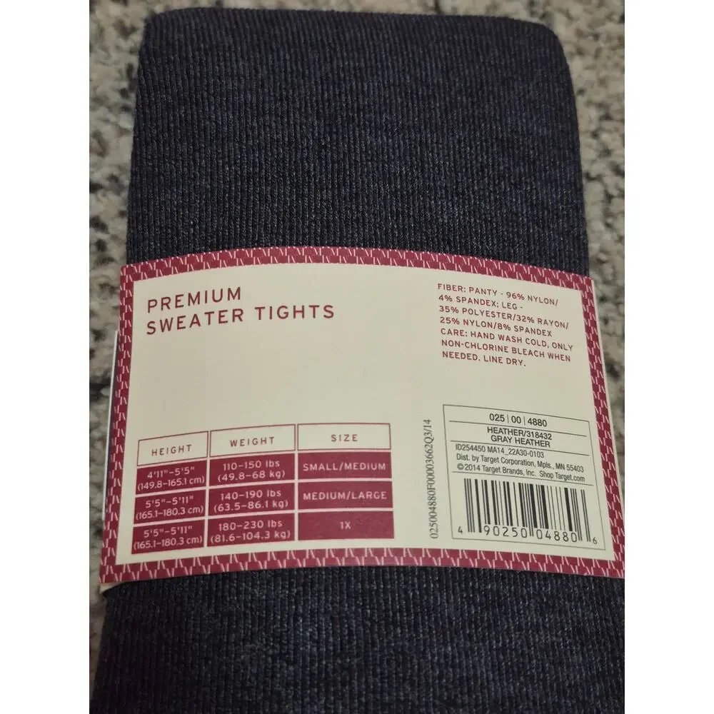 Merona Womens Sweater‎ Tights Size 1X Gray NWT